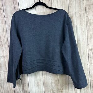 Vintage Studio 90 Cropped/Petite Gray Knit Top